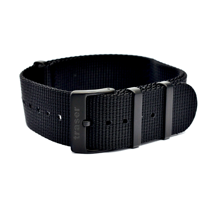 Pasek tekstylny Traser czarny 22mm 109421
