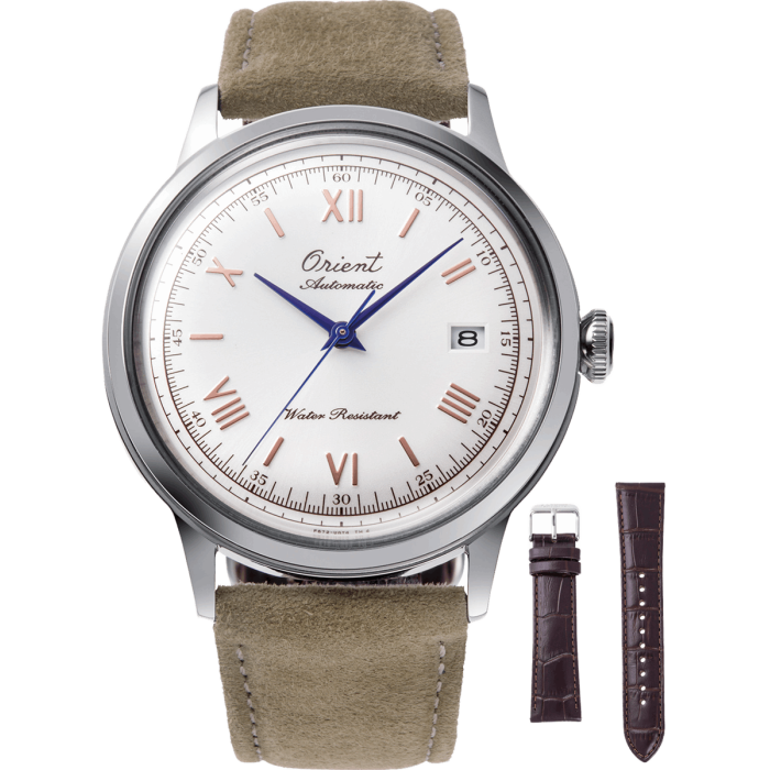 Orient Bambino RA-AC0027S30B - limitowany model z okazji 75-lecia powstania marki Orient z dwoma paskami w zestawie