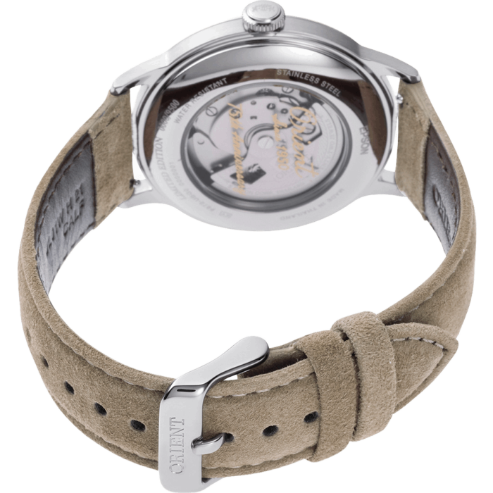 Orient Bambino 40,5mm Limited Edition RA-AC0027S30B - mechanizm widoczny przez transparentny dekiel