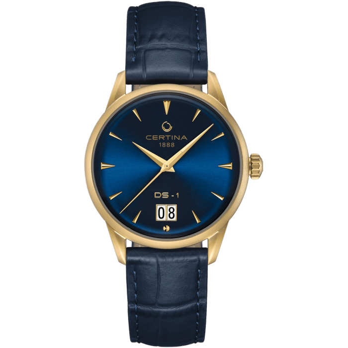 Certina DS‑1 Big Date C029.426.36.041.00 – niebieska tarcza z dużym datownikiem o godzinie 6