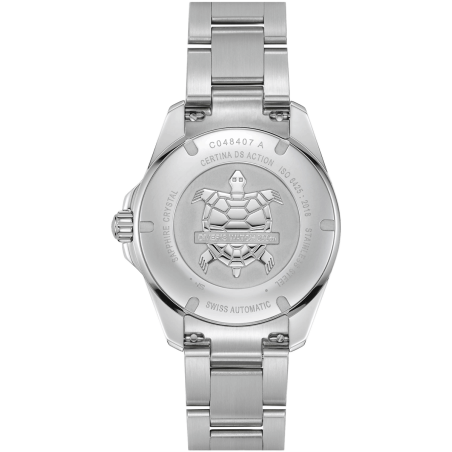 Zegarek Certina DS Action Diver Powermatic 80 C048.407.11.051.01 - zakręcany dekiel z pięknym tłoczonym żółwiem