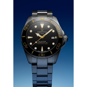 Zegarek Certina DS Action Diver Powermatic 80 C048.407.11.051.01 - piękne detale w złotym kolorze