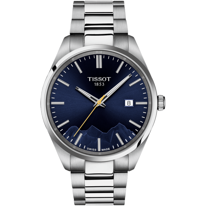 Tissot PR100 Jungfrau T150.410.11.041.02 - w dolnej części tarczy widoczna jest trójwymiarowa góra Jungfrau