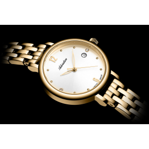 Zegarek Adriatica A3830.1173Q - srebrna tarcza ze szlifem słonecznym z dwiema cyrkoniami na godzinie trzeciej i szóstej