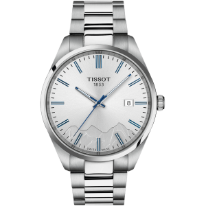 Zegarek Tissot PR100 Jungfrau T150.410.11.031.00 – widok na srebrną tarczę i stalową bransoletę