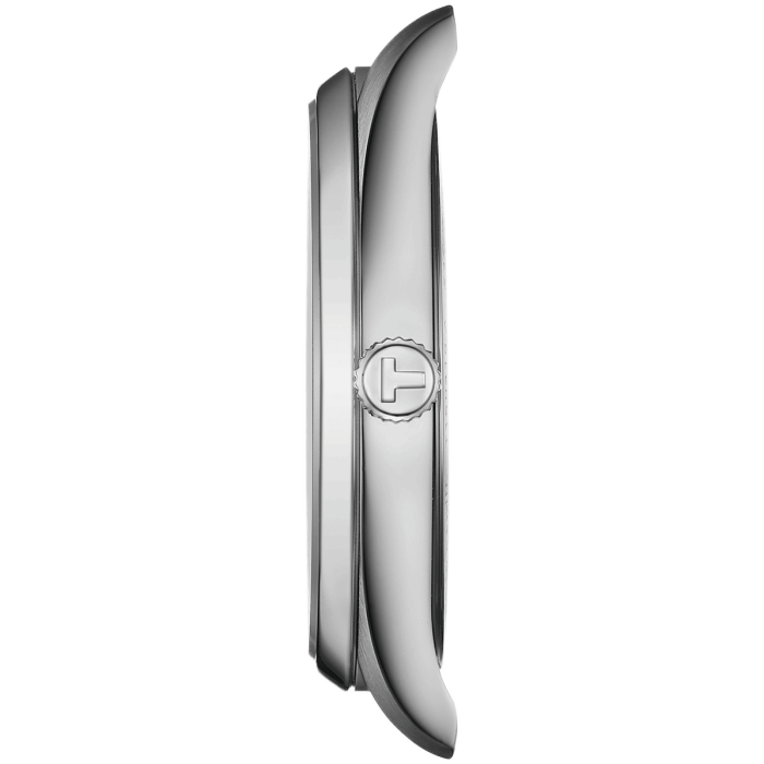 Profil zegarka Tissot PR100 Jungfrau – smukła stalowa koperta 40 mm