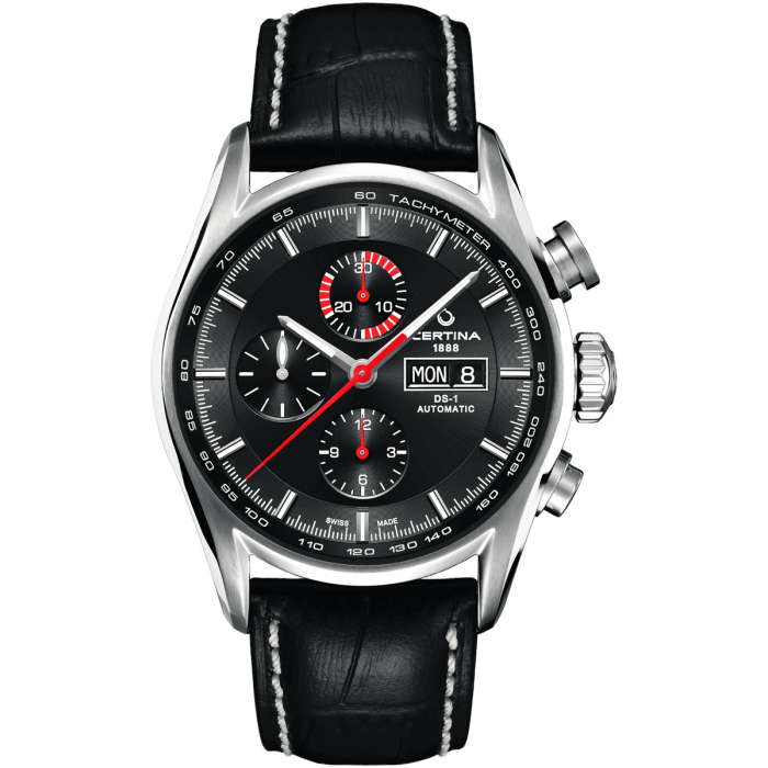 Pasek skórzany Certina czarny 23/20 C610016995