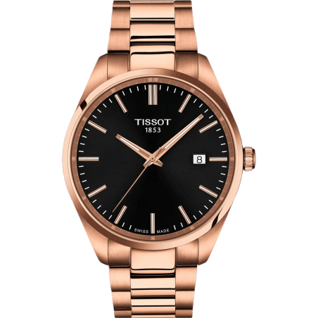 Tissot PR100 T150.410.33.051.00 - połączenie eleganckiego różowego koloru złota z czarną tarczą